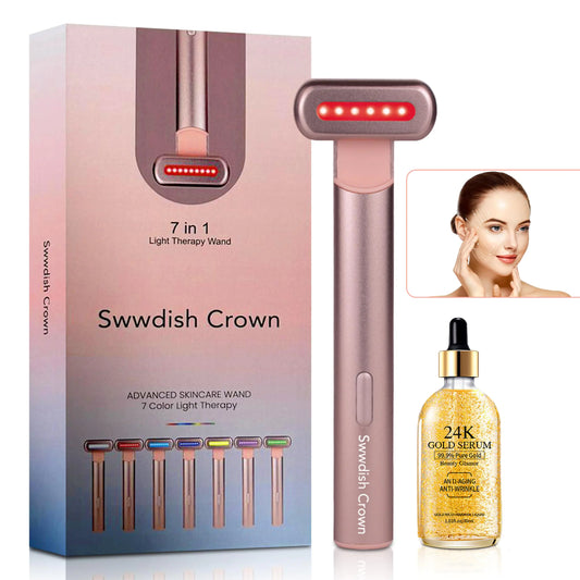 SWWDISH CROWN™ 7-Color LED Beauty Wand + 24K Serum Anti-Aging Kit